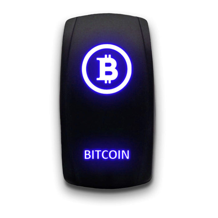 BITCOIN - Laser Etched 5-Pin Single Pole Single Throw Vertical Rocker Switch ON-OFF SPST Toggle Switch 20A 12V