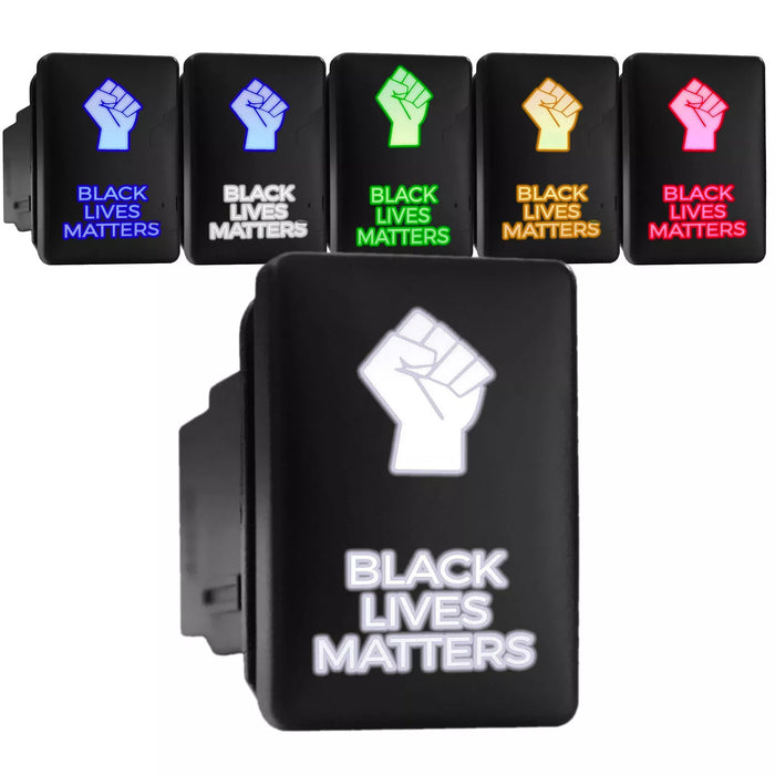 BLACK LIVES MATTER - Short Push Switch with Backlit Symbol Compatible with Toyota ON-OFF with Connector Wire Kit - Size 0.87 x 1.28 x 2 inches
