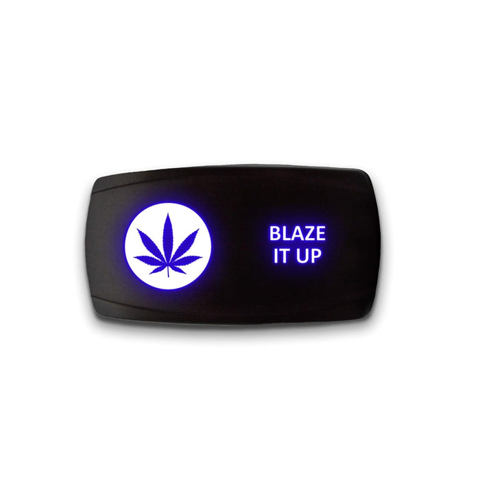 BLAZE IT UP - Laser Etched 5-Pin Single Pole Single Throw Horizontal Rocker Switch ON-OFF SPST Toggle Switch 20A 12V