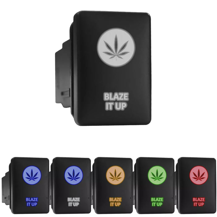 BLAZE IT UP - Short Push Switch with Backlit Symbol Compatible with Toyota ON-OFF with Connector Wire Kit - Size 0.87 x 1.28 x 2 inches