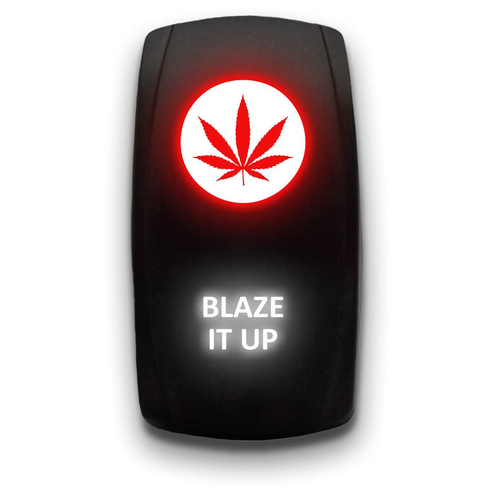BLAZE IT UP - Laser Etched 5-Pin Single Pole Single Throw Vertical Rocker Switch ON-OFF SPST Toggle Switch 20A 12V