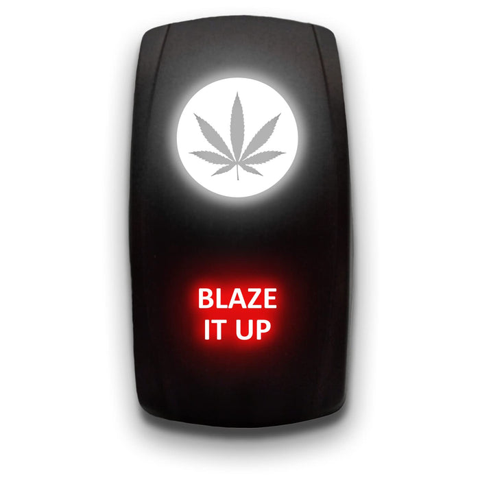 BLAZE IT UP - Laser Etched 5-Pin Single Pole Single Throw Vertical Rocker Switch ON-OFF SPST Toggle Switch 20A 12V