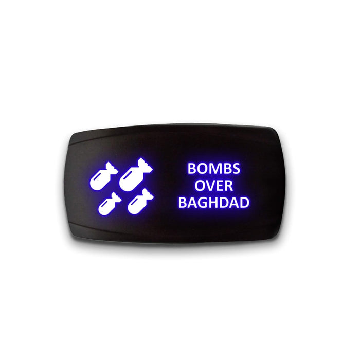 BOMBS OVER BAGHDAD - Laser Etched 5-Pin Single Pole Single Throw Horizontal Rocker Switch ON-OFF SPST Toggle Switch 20A 12V