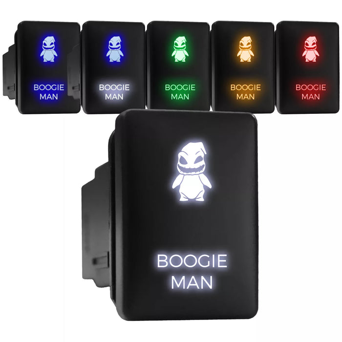 BOOGIE MAN - Short Push Switch with Backlit Symbol Compatible with Toyota ON-OFF with Connector Wire Kit - Size 0.87 x 1.28 x 2 inches