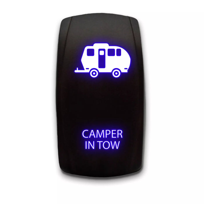 CAMPER IN TOW - Laser Etched 5-Pin Single Pole Single Throw Vertical Rocker Switch ON-OFF SPST Toggle Switch 20A 12V