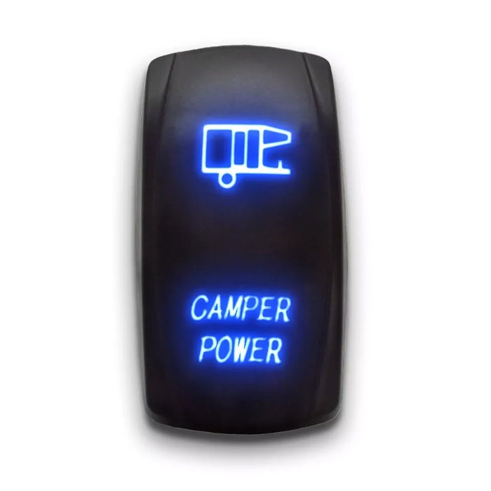 CAMPER POWER - Laser Etched 5-Pin Single Pole Single Throw Vertical Rocker Switch ON-OFF SPST Toggle Switch 20A 12V