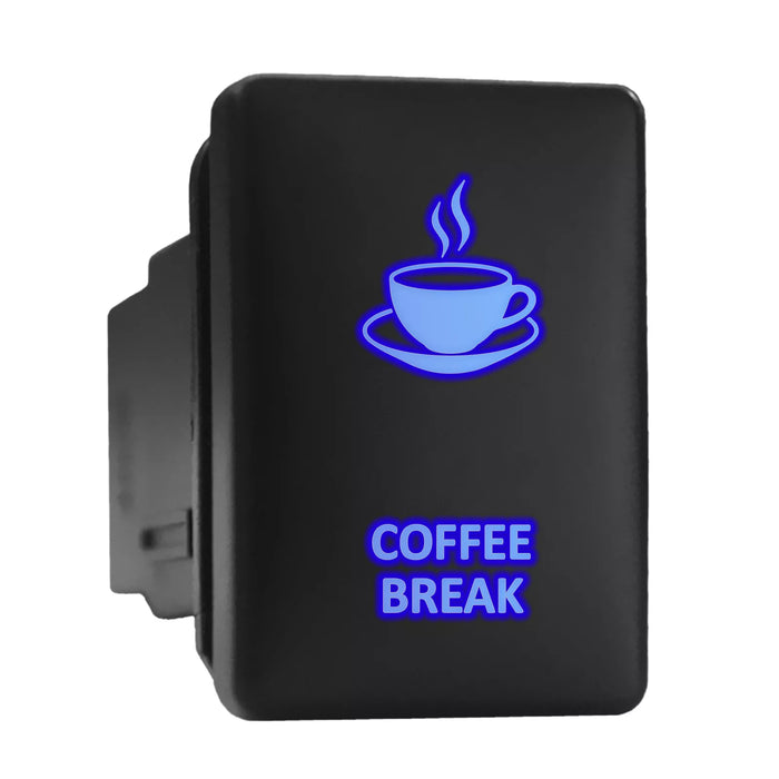 COFFEE BREAK - Short Push Switch with Backlit Symbol Compatible with Toyota ON-OFF with Connector Wire Kit - Size 0.87 x 1.28 x 2 inches