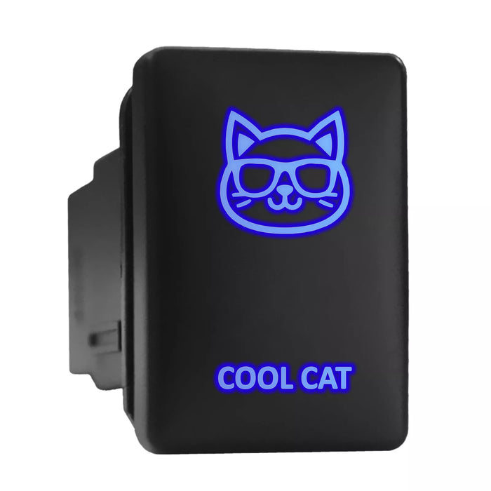 COOL CAT - Short Push Switch with Backlit Symbol Compatible with Toyota ON-OFF with Connector Wire Kit - Size 0.87 x 1.28 x 2 inches