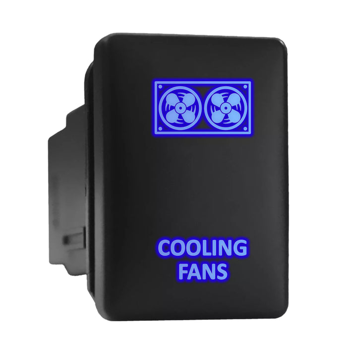 COOLING FANS - Short Push Switch with Backlit Symbol Compatible with Toyota ON-OFF with Connector Wire Kit - Size 0.87 x 1.28 x 2 inches