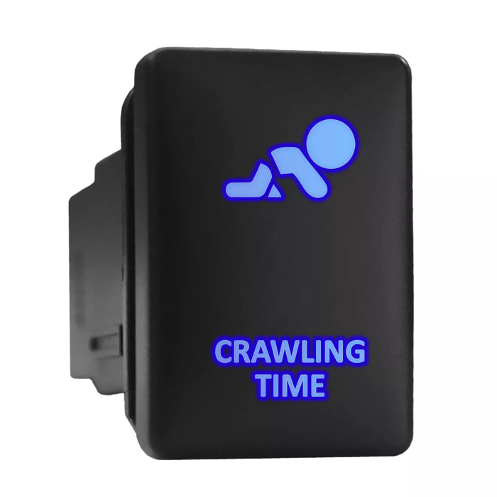 CRAWLING TIME - Short Push Switch with Backlit Symbol Compatible with Toyota ON-OFF with Connector Wire Kit - Size 0.87 x 1.28 x 2 inches