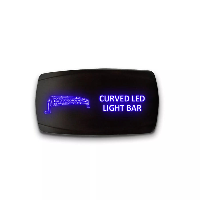 CURVED LED LIGHTBAR - Laser Etched 5-Pin Single Pole Single Throw Horizontal Rocker Switch ON-OFF SPST Toggle Switch 20A 12V