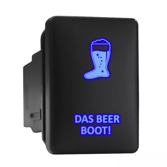 DAS BEER BOOT - Short Push Switch with Backlit Symbol Compatible with Toyota ON-OFF with Connector Wire Kit - Size 0.87 x 1.28 x 2 inches