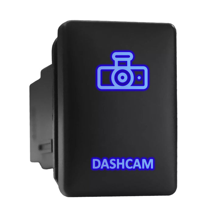 DASHCAM - Short Push Switch with Backlit Symbol Compatible with Toyota ON-OFF with Connector Wire Kit - Size 0.87 x 1.28 x 2 inches
