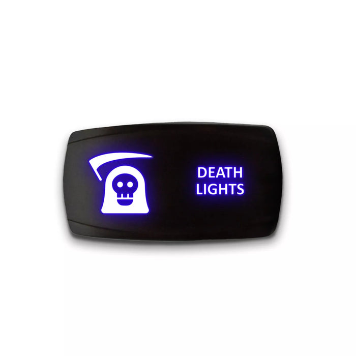 DEATH LIGHTS - Laser Etched 5-Pin Single Pole Single Throw Horizontal Rocker Switch ON-OFF SPST Toggle Switch 20A 12V