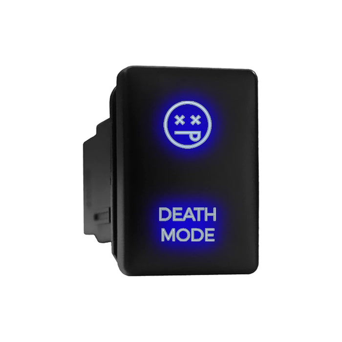 DEATH MODE - Short Push Switch with Backlit Symbol Compatible with Toyota ON-OFF with Connector Wire Kit - Size 0.87 x 1.28 x 2 inches