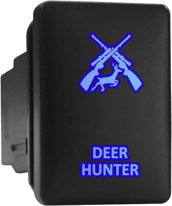 DEER HUNTER - Short Push Switch with Backlit Symbol Compatible with Toyota ON-OFF with Connector Wire Kit - Size 0.87 x 1.28 x 2 inches