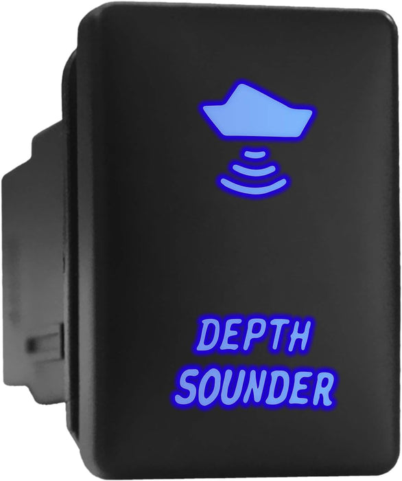 DEPTH SOUNDER - Short Push Switch with Backlit Symbol Compatible with Toyota ON-OFF with Connector Wire Kit - Size 0.87 x 1.28 x 2 inches