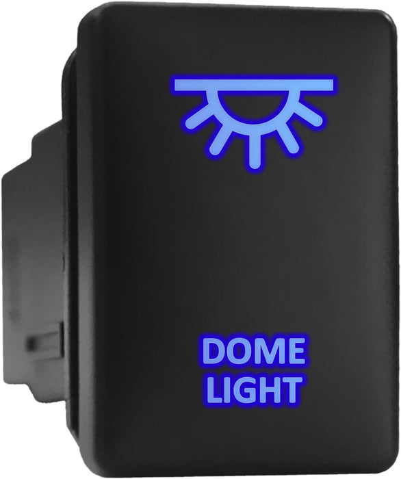DOME LIGHT - Short Push Switch with Backlit Symbol Compatible with Toyota ON-OFF with Connector Wire Kit - Size 0.87 x 1.28 x 2 inches