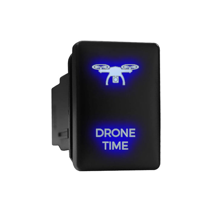 DRONE TIME - Short Push Switch with Backlit Symbol Compatible with Toyota ON-OFF with Connector Wire Kit - Size 0.87 x 1.28 x 2 inches
