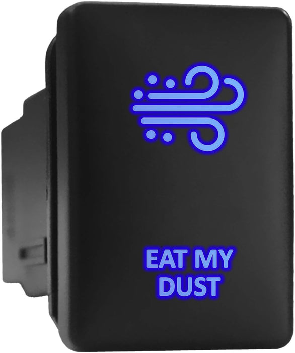 EAT MY DUST - Short Push Switch with Backlit Symbol Compatible with Toyota ON-OFF with Connector Wire Kit - Size 0.87 x 1.28 x 2 inches