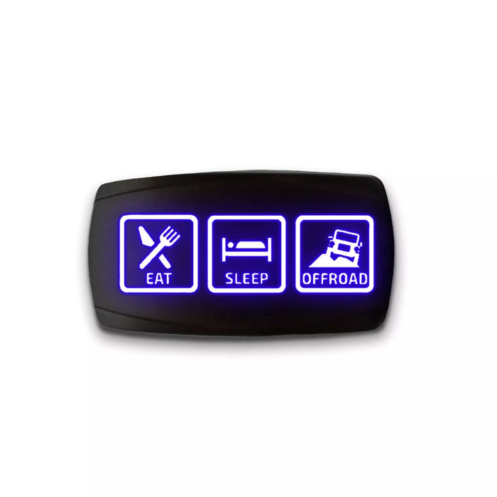 EAT SLEEP OFF ROAD - Laser Etched 5-Pin Single Pole Single Throw Horizontal Rocker Switch ON-OFF SPST Toggle Switch 20A 12V