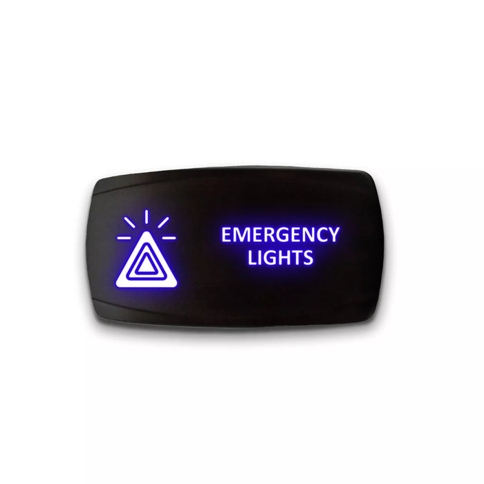 EMERGENCY LIGHTS - Laser Etched 5-Pin Single Pole Single Throw Horizontal Rocker Switch ON-OFF SPST Toggle Switch 20A 12V