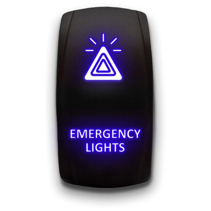 EMERGENCY LIGHTS - Laser Etched 5-Pin Single Pole Single Throw Vertical Rocker Switch ON-OFF SPST Toggle Switch