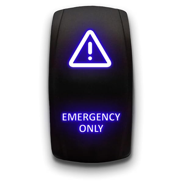 EMERGENCY ONLY - Laser Etched 5-Pin Single Pole Single Throw Vertical Rocker Switch ON-OFF SPST Toggle Switch