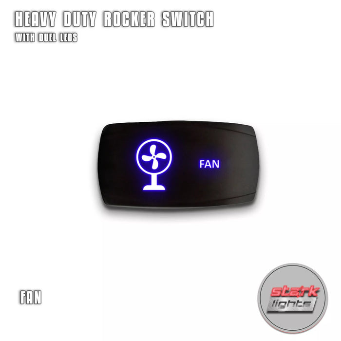 FAN - Laser Etched 5-Pin Single Pole Single Throw Horizontal Rocker Switch ON-OFF SPST Toggle Switch 20A 12V