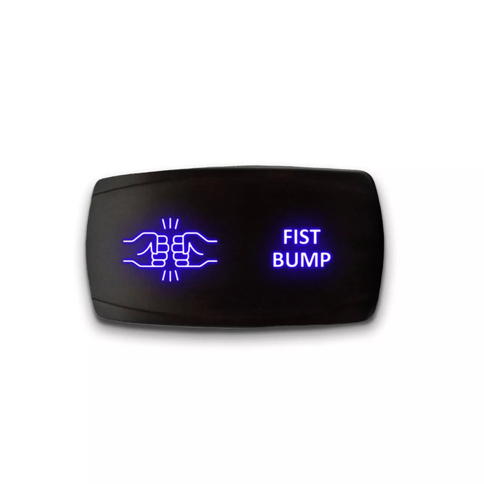 FIST BUMP - Laser Etched 5-Pin Single Pole Single Throw Horizontal Rocker Switch ON-OFF SPST Toggle Switch 20A 12V