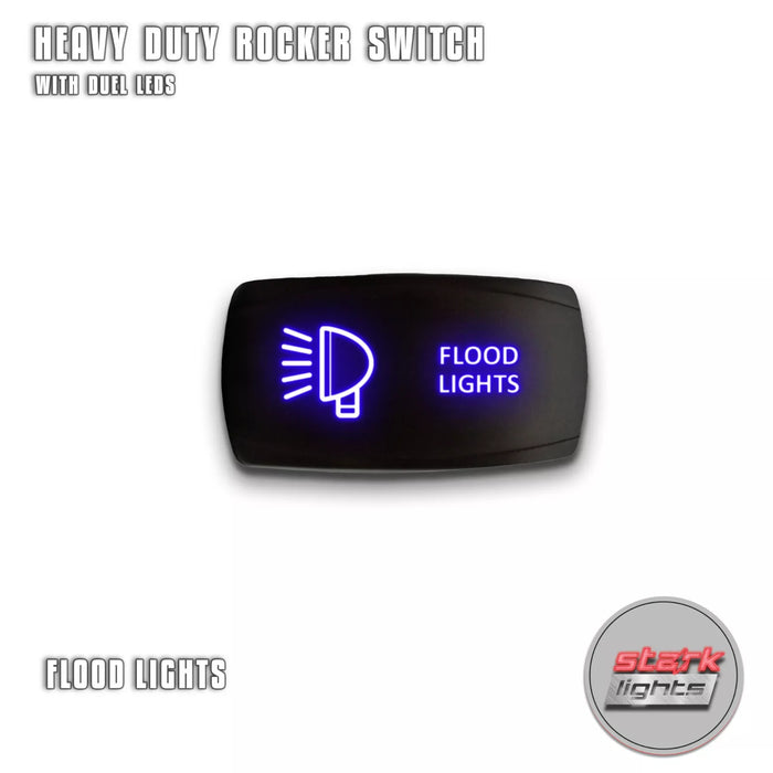 FLOOD LIGHTS - Laser Etched 5-Pin Single Pole Single Throw Horizontal Rocker Switch ON-OFF SPST Toggle Switch 20A 12V