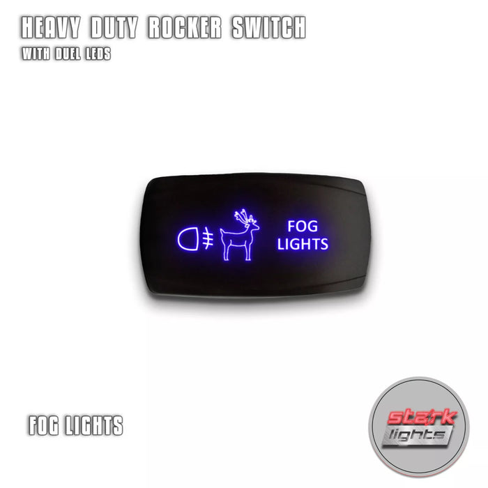 FOG LIGHTS - Laser Etched 5-Pin Single Pole Single Throw Horizontal Rocker Switch ON-OFF SPST Toggle Switch 20A 12V