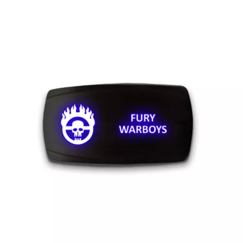 FURY WARBOYS - Laser Etched 5-Pin Single Pole Single Throw Horizontal Rocker Switch ON-OFF SPST Toggle Switch 20A 12V