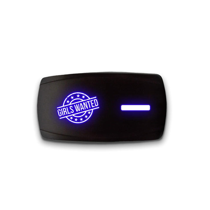 GIRLS WANTED - Laser Etched 5-Pin Single Pole Single Throw Horizontal Rocker Switch ON-OFF SPST Toggle Switch 20A 12V