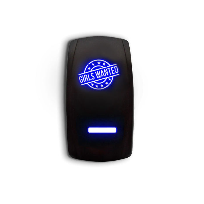 GIRLS WANTED - Laser Etched 5-Pin Single Pole Single Throw Vertical Rocker Switch ON-OFF SPST Toggle Switch 20A 12V