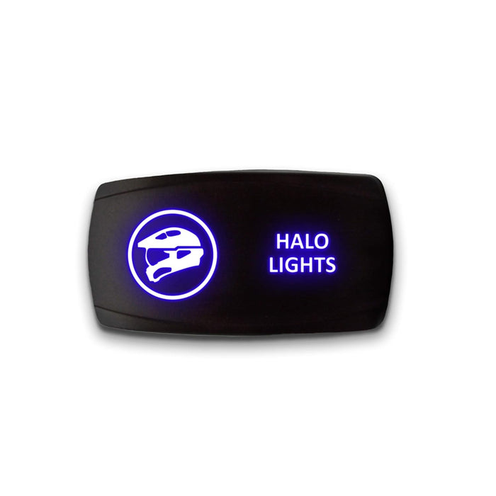 HALO LIGHTS - Laser Etched 5-Pin Single Pole Single Throw Horizontal Rocker Switch ON-OFF SPST Toggle Switch 20A 12V