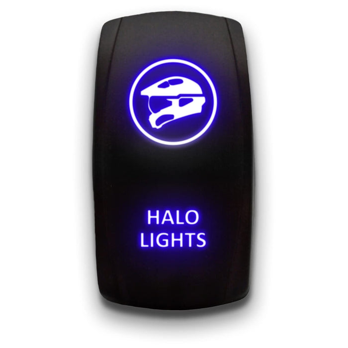 HALO LIGHTS - Laser Etched 5-Pin Single Pole Single Throw Vertical Rocker Switch ON-OFF SPST Toggle Switch 20A 12V