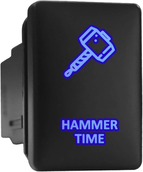 HAMMER TIME - Short Push Switch with Backlit Symbol Compatible with Toyota ON-OFF with Connector Wire Kit - Size 0.87 x 1.28 x 2 inches