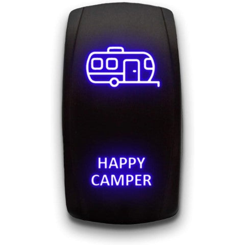 HAPPY CAMPER - Laser Etched 5-Pin Single Pole Single Throw Vertical Rocker Switch ON-OFF SPST Toggle Switch 20A 12V