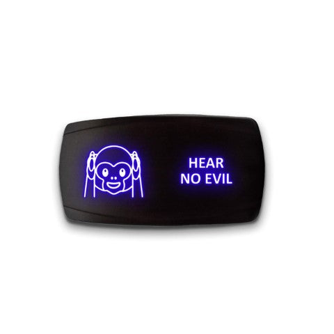 HEAR NO EVIL - Laser Etched 5-Pin Single Pole Single Throw Horizontal Rocker Switch ON-OFF SPST Toggle Switch 20A 12V