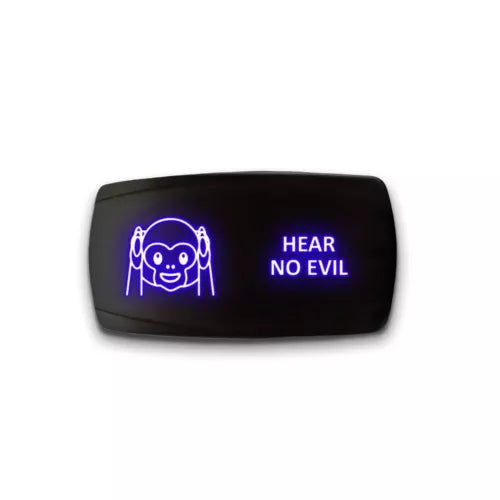 HEAR NO EVIL - Laser Etched 5-Pin Single Pole Single Throw Horizontal Rocker Switch ON-OFF SPST Toggle Switch 20A 12V