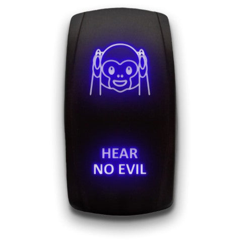 HEAR NO EVIL - Laser Etched 5-Pin Single Pole Single Throw Vertical Rocker Switch ON-OFF SPST Toggle Switch 20A 12V
