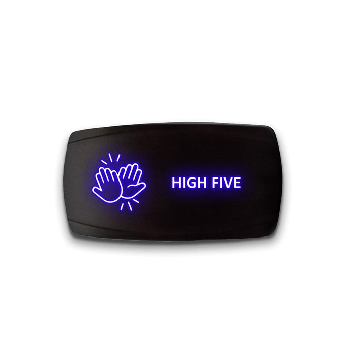 HIGH FIVE - Laser Etched 5-Pin Single Pole Single Throw Horizontal Rocker Switch ON-OFF SPST Toggle Switch 20A 12V