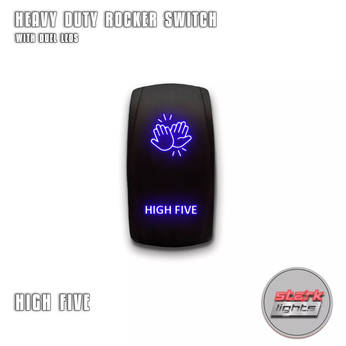 HIGH FIVE - Laser Etched 5-Pin Single Pole Single Throw Vertical Rocker Switch ON-OFF SPST Toggle Switch 20A 12V