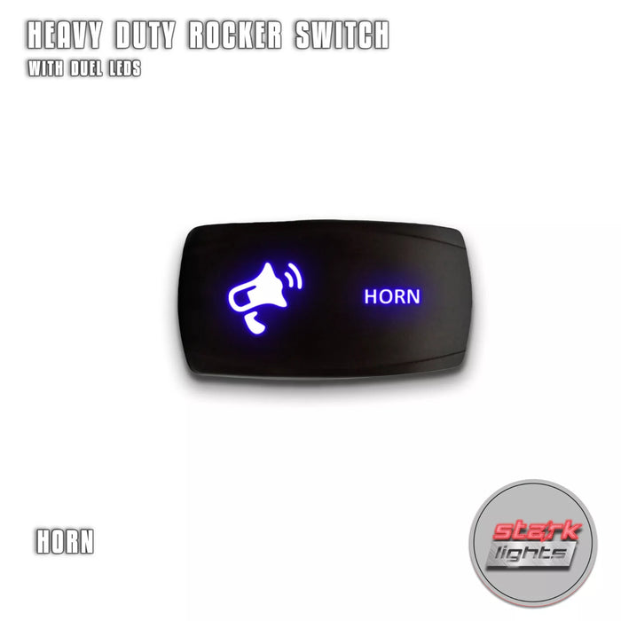 HORN - Momentary Laser Etched 5-Pin Single Pole Single Throw Horizontal Rocker Switch (ON)-OFF SPST Toggle Switch 20A 12V