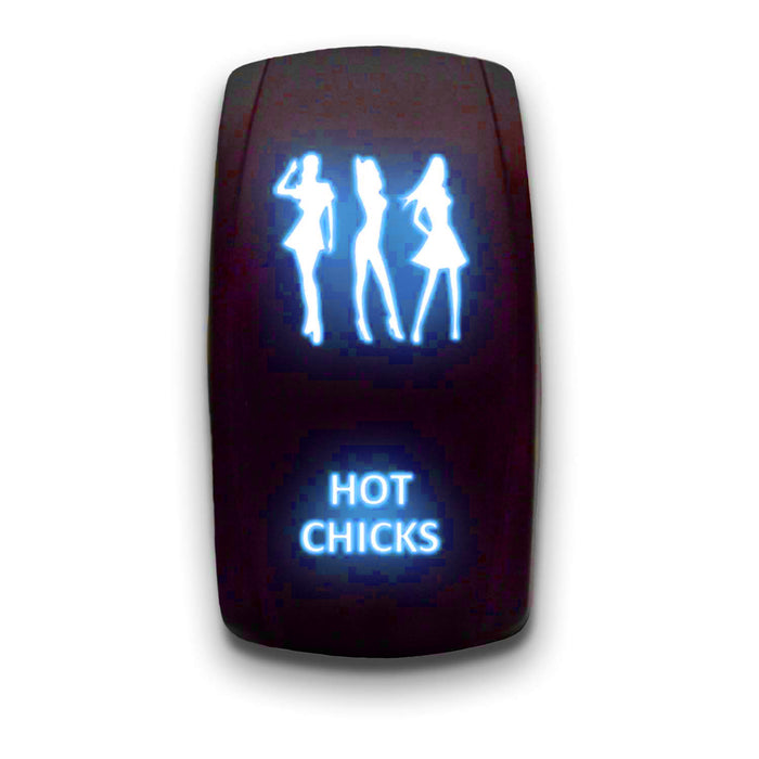 HOT CHICKS - Laser Etched 5-Pin Single Pole Single Throw Vertical Rocker Switch ON-OFF SPST Toggle Switch 20A 12V