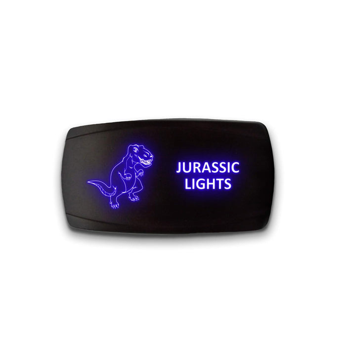 JURASSIC LIGHTS - Laser Etched 5-Pin Single Pole Single Throw Horizontal Rocker Switch ON-OFF SPST Toggle Switch 20A 12V