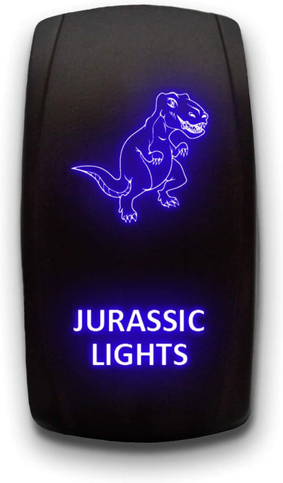 JURASSIC LIGHTS - Laser Etched 5-Pin Single Pole Single Throw Vertical Rocker Switch ON-OFF SPST Toggle Switch 20A 12V