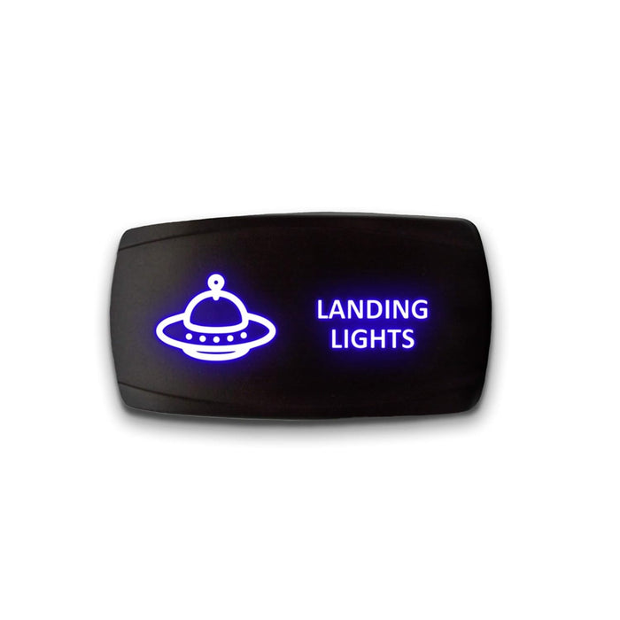LANDING LIGHTS - Laser Etched 5-Pin Single Pole Single Throw Horizontal Rocker Switch ON-OFF SPST Toggle Switch 20A 12V