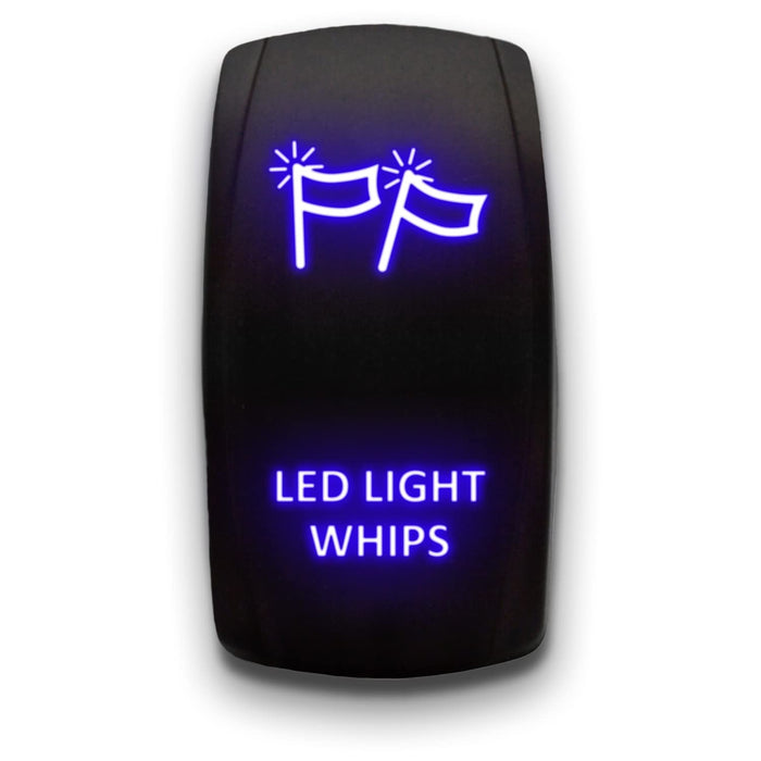 LED LIGHT WHIPS - Laser Etched 5-Pin Single Pole Single Throw Vertical Rocker Switch ON-OFF SPST Toggle Switch 20A 12V